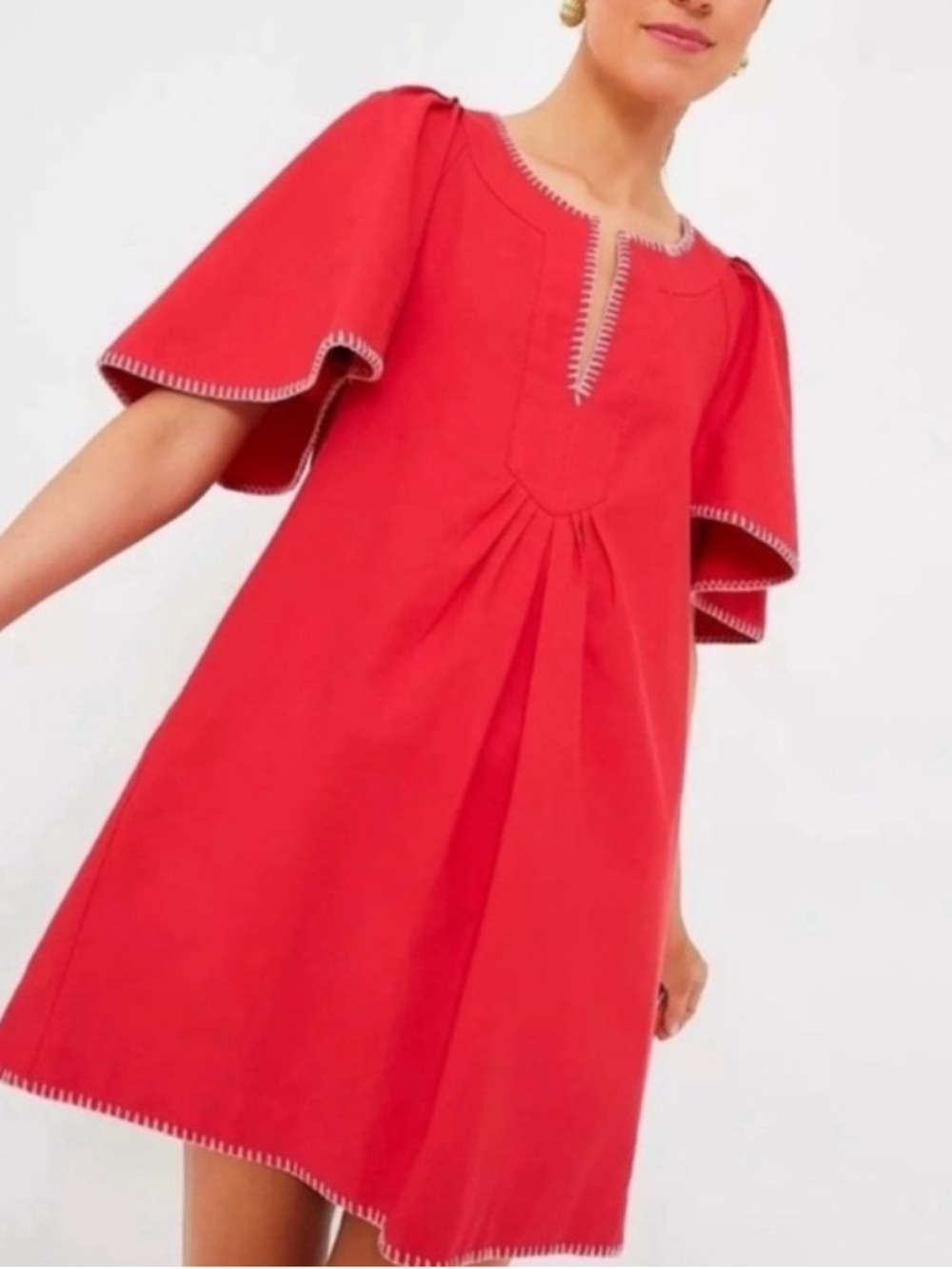 Tuckernuck Pomander Place The Poppy Stitch Finley Flutter Sleeve Dress Small Red
